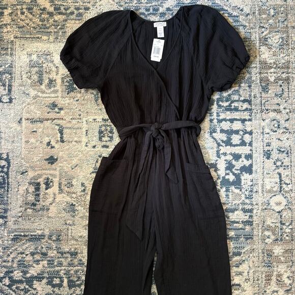 L*Space Black Shore Thing Lightweight Gauzy Relaxed Jumpsuit Large - Picture 3 of 9